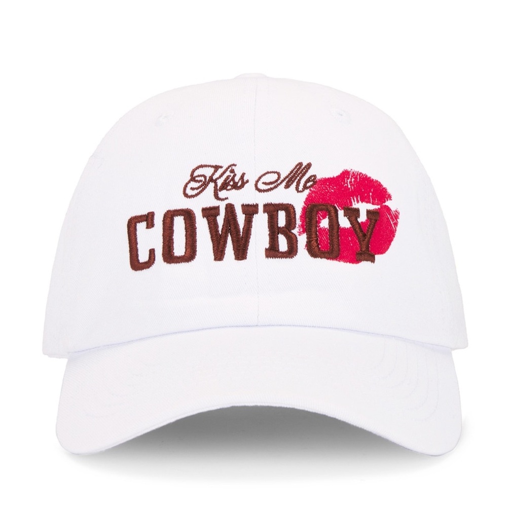 White 'Kiss Me Cowboy' Cap